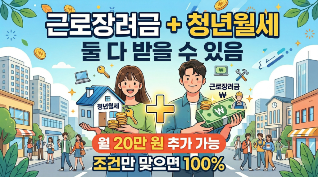 근로장려금과 청년월세 지원 중복 수급 가능 여부 및 조건 설명 이미지