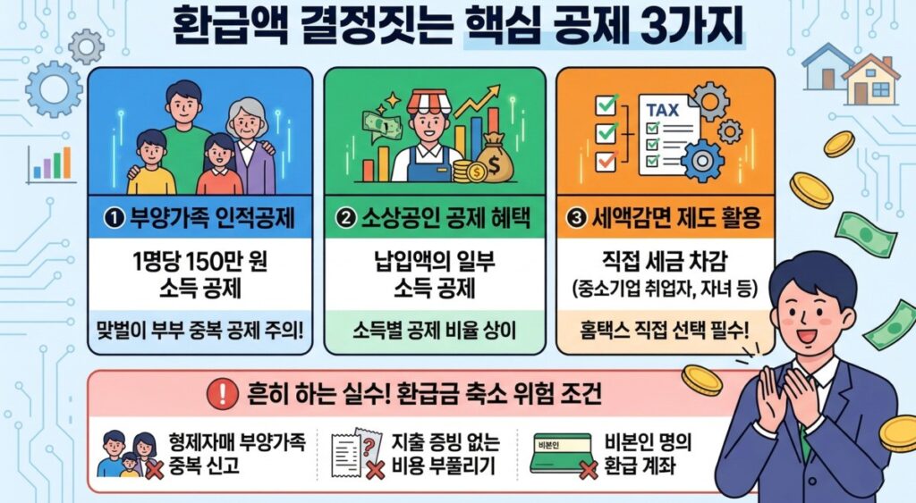 종합소득세 환급 공제 항목 3가지 인적공제 소상공인 공제 세액감면 정리