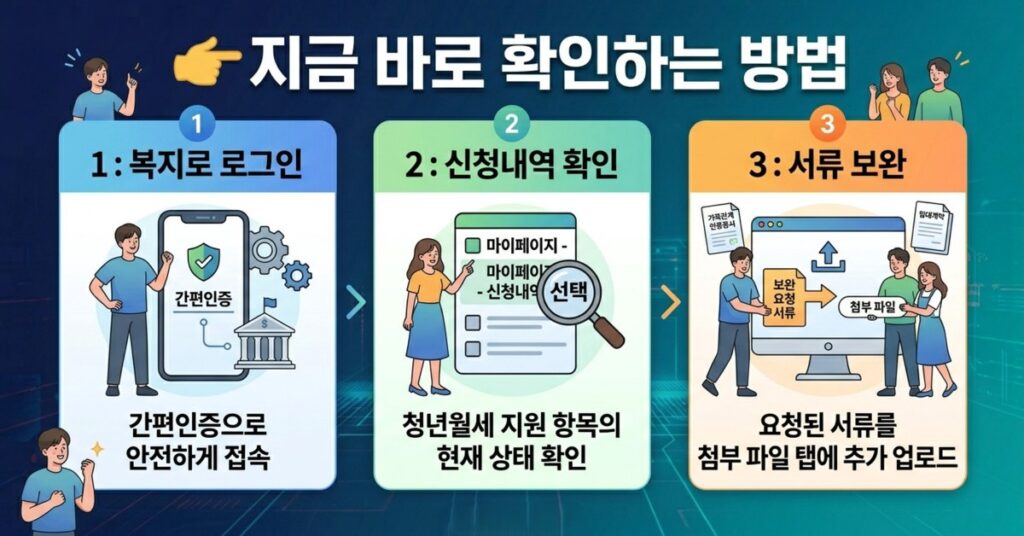 청년월세 특별지원 조회 안됨 해결 방법 복지로 신청내역 확인 및 서류 보완 단계