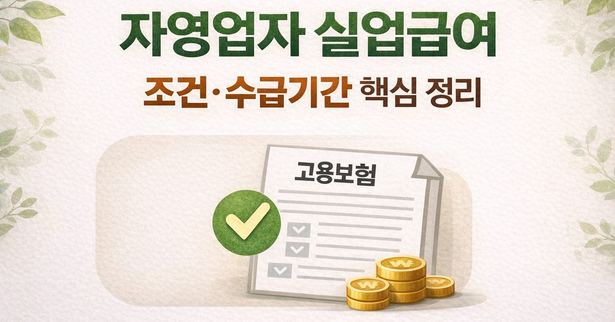 자영업자 고용보험 실업급여 조건 및 수급 기간 핵심 정리