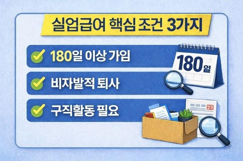 실업급여 180일 기준과 비자발적 퇴사 조건 요약