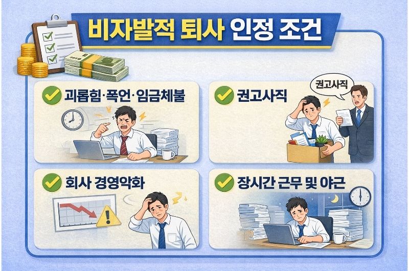 실업급여 자발적 퇴사 예외 인정 사유 정리