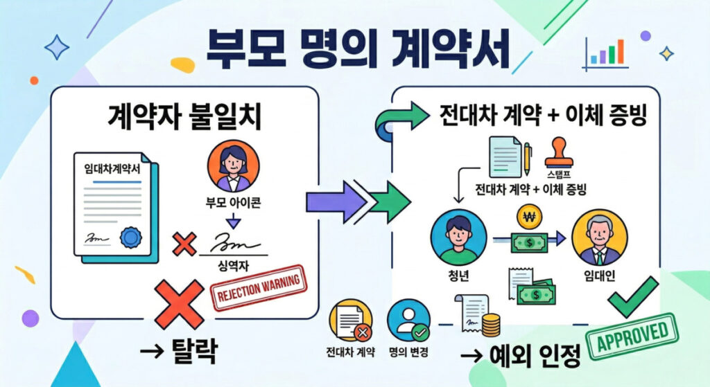 청년월세 계약서 부모 명의