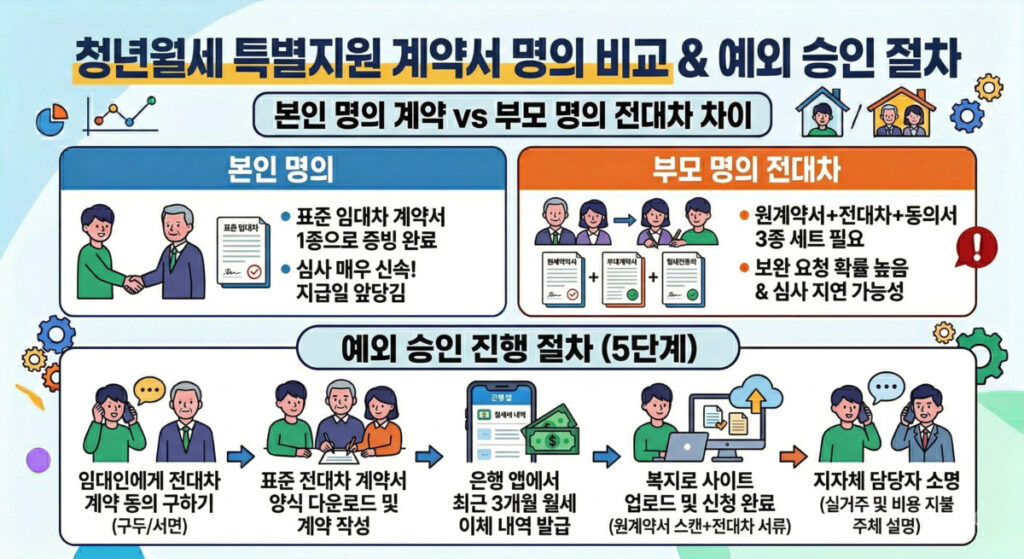 청년월세 계약서 명의 비교와 예외 승인 절차