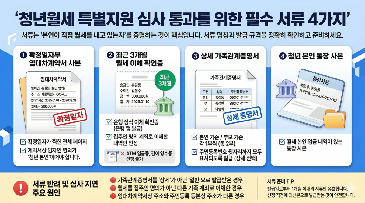 청년월세 특별지원 필수 서류 4가지 설명 이미지