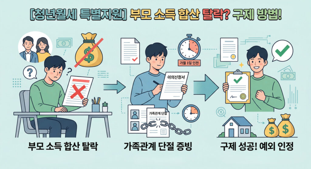 년월세 특별지원 부모 소득 합산 탈락 이의신청 과정과 구제 방법 설명 이미지